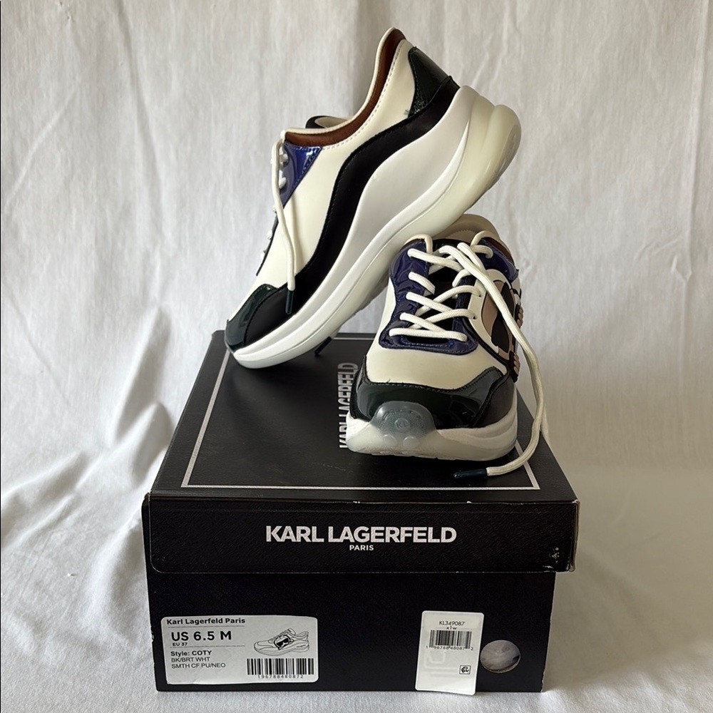 Karl Lagerfeld Cream and Black Sneakers